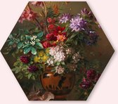 Stilleven met Bloemen in een Griekse Vaas – Georgius Jacobus Johannes van Os - 80 cm Aluminium Hexagon - Bloemen en Planten - Wanddecoratie