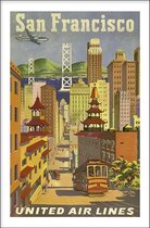 Walljar - San Fransisco United Air Lines - Muurdecoratie - Poster met lijst