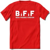 Bier Friends Forever BFF T-Shirt | Unisex Kleding | Dames - Heren Feest shirt | Drank | Grappig Verjaardag Cadeau tekst | - Rood - L