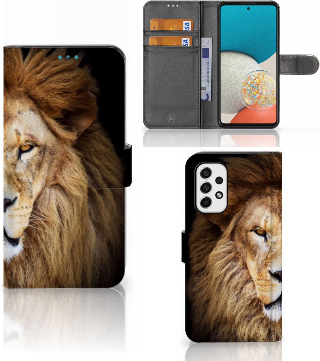Samsung Galaxy A53 Telefoonhoesje met Pasjes Leeuw