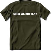 Gaan We Katten? - Katten T-Shirt Kleding Cadeau | Dames - Heren - Unisex | Kat / Dieren shirt | Grappig Verjaardag kado | Tshirt Met Print | - Leger Groen - L