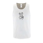 Witte Tanktop sportshirt met "Peace / Vrede teken" Print Zwart Size M