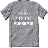 Purrramid - Katten T-Shirt Kleding Cadeau | Dames - Heren - Unisex | Kat / Dieren shirt | Grappig Verjaardag kado | Tshirt Met Print | - Donker Grijs - Gemaleerd - XL