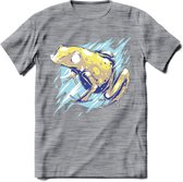 Dieren T-Shirt | Kikker shirt Heren / Dames | Wildlife frog kleding cadeau - Donker Grijs - Gemaleerd - M