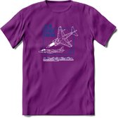 AV-8B Vliegtuig T-Shirt | Unisex leger Kleding | Dames - Heren Straaljager shirt | Army F16 | Grappig bouwpakket Cadeau | - Paars - S