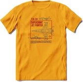 Vliegtuig T-Shirt | Unisex leger Kleding | Dames - Heren Straaljager shirt | Army F16 | Grappig bouwpakket Cadeau | - Geel - L