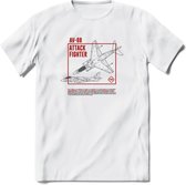 AV-8B Vliegtuig T-Shirt | Unisex leger Kleding | Dames - Heren Straaljager shirt | Army F16 | Grappig bouwpakket Cadeau | - Wit - 3XL