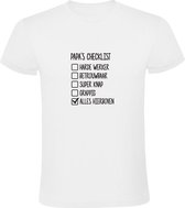 Papa's Checklist | Heren T-shirt | Wit | To do lijst | Vader | Vaderdag | Abraham | Opa | Werk | Betrouwbaar | Super Knap | Grappig | Humor