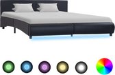 vidaXL Bedframe met LED kunstleer zwart 160x200 cm