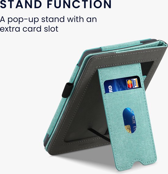 kwmobile flip cover voor e-reader - geschikt voor Kobo Nia - Van imitatieleer en -suède - In mintgroen / donkergrijs van Merkloos — afbeelding 5