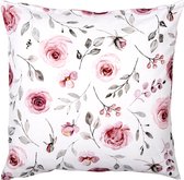 Clayre & Eef Kussenhoes 40x40 cm Wit Roze Katoen Vierkant Rozen Sierkussenhoes