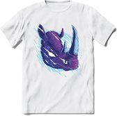 Dieren T-Shirt | Neushoorn shirt Heren / Dames | Wildlife rhino cadeau - Wit - XL