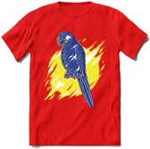 Dieren T-Shirt | Papegaai shirt Heren / Dames | Wildlife parrot cadeau - Rood - L