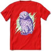 Dieren T-Shirt | Uil shirt Heren / Dames | Wildlife owl cadeau - Rood - 3XL