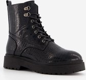 Blue Box dames croco veterboots - Zwart - Maat 40