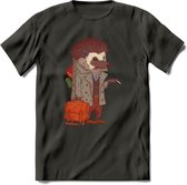 Casual egel T-Shirt Grappig | Dieren herfst Kleding Kado Heren / Dames | Animal Skateboard Cadeau shirt - Donker Grijs - XL