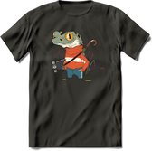 Casual kikker T-Shirt Grappig | Dieren reptiel Kleding Kado Heren / Dames | Animal Skateboard Cadeau shirt - Donker Grijs - XXL