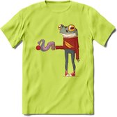 Casual koffie kikker T-Shirt Grappig | Dieren reptiel Kleding Kado Heren / Dames | Animal Skateboard Cadeau shirt - Groen - L