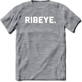 Ribeye - Snack T-Shirt | Grappig Verjaardag Kleding Cadeau | Eten En Snoep Shirt | Dames - Heren - Unisex Tshirt | - Donker Grijs - Gemaleerd - L