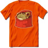 Hoodie frog T-Shirt Grappig | Dieren kikker Kleding Kado Heren / Dames | Animal Skateboard Cadeau shirt - Oranje - 3XL