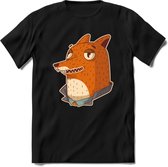 Casual vos T-Shirt Grappig | Dieren fox Kleding Kado Heren / Dames | Animal Skateboard Cadeau shirt - Zwart - S