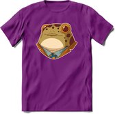 casual kikker T-Shirt Grappig | Dieren reptiel Kleding Kado Heren / Dames | Animal Skateboard Cadeau shirt - Paars - S