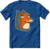 Hoodie fox T-Shirt Grappig | Dieren vos Kleding Kado Heren / Dames | Animal Skateboard Cadeau shirt - Donker Blauw - XL