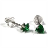 Aramat jewels ® - Zirkonia zweerknopjes driehoek 4mm oorbellen groen chirurgisch staal
