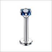 Helix piercing vierkant donker blauw zirkonia chirurgisch staal 1.2mm 6mm 3mm