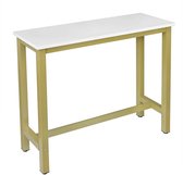 FURNIBELLA - 1x bartafel bistrotafel metalen frame tafelblad van MDF goudwit marmer