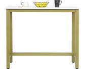 FURNIBELLA - 1x bartafel bistrotafel metalen frame tafelblad van MDF goud-wit