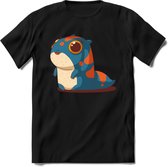 Schattige monster kat T-Shirt Grappig | Dieren katten Kleding Kado Heren / Dames | Animal Skateboard Cadeau shirt - Zwart - 3XL