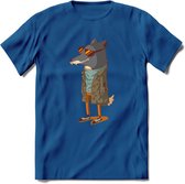 Casual vos T-Shirt Grappig | Dieren honden Kleding Kado Heren / Dames | Animal Skateboard Cadeau shirt - Donker Blauw - 3XL