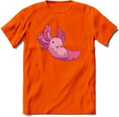 Schattig Axolotl T-Shirt Grappig | Dieren amfibieën Kleding Kado Heren / Dames | Animal Cadeau shirt - Oranje - XXL