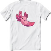 Schattig Axolotl T-Shirt Grappig | Dieren amfibieën Kleding Kado Heren / Dames | Animal Cadeau shirt - Wit - XXL