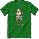 Casual haai matroos T-Shirt Grappig | Dieren vissen Kleding Kado Heren / Dames | Animal Skateboard Cadeau shirt - Donker Groen - M