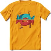 Casual monsters T-Shirt Grappig | Dieren Kleding Kado Heren / Dames | Animal Skateboard Cadeau shirt - Geel - L