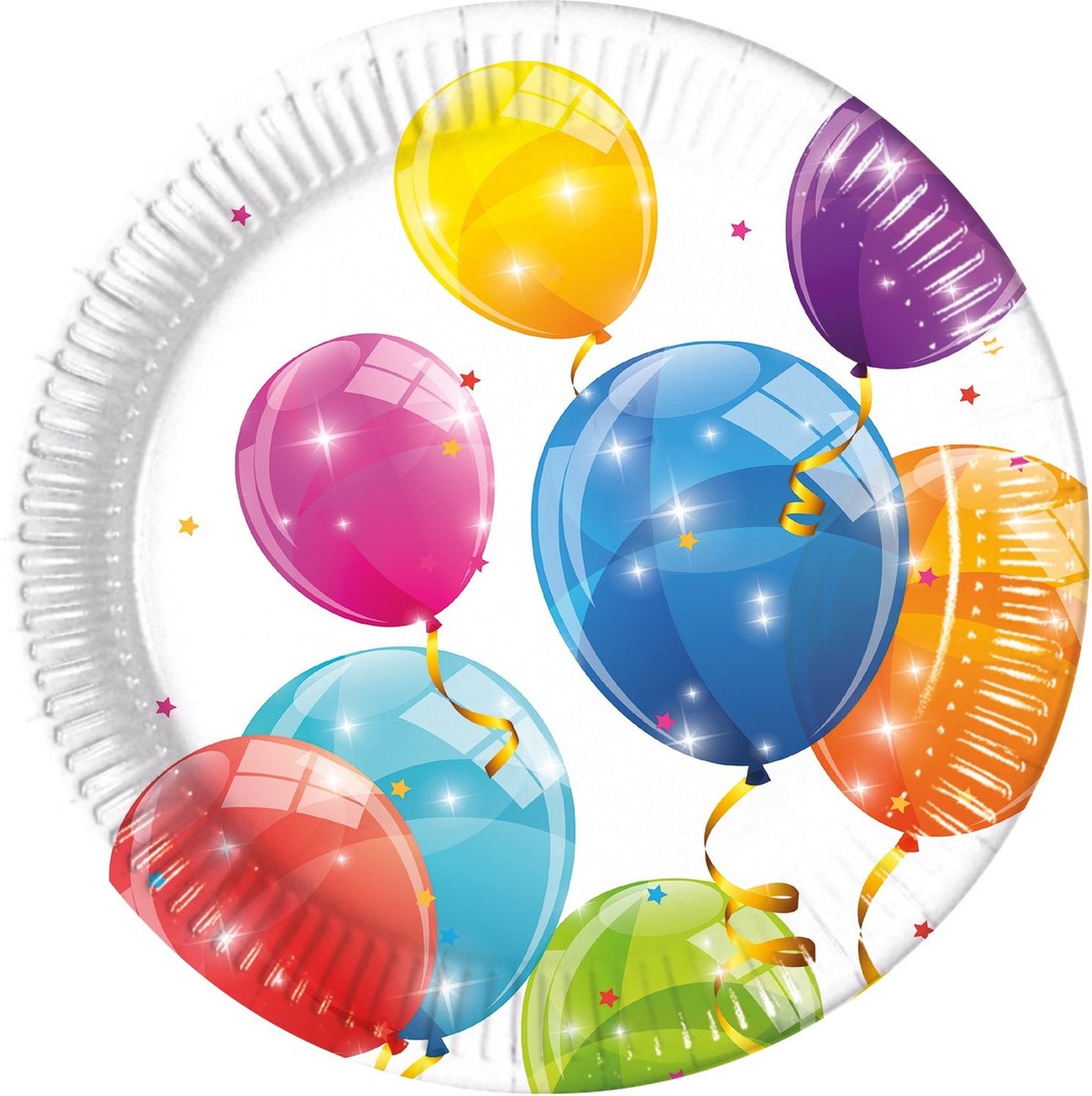 Procos Feestborden Ballonnen Junior 23 Cm Karton Wit 8 Stuks