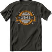 Premium Since 1941 T-Shirt | Goud - Zilver | Grappig Verjaardag Kleding Cadeau Shirt | Dames - Heren - Unisex Tshirt | - Donker Grijs - 3XL