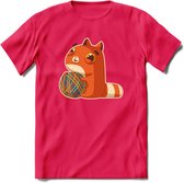 Kat en draad T-Shirt Grappig | Dieren katten Kleding Kado Heren / Dames | Animal Skateboard Cadeau shirt - Roze - M