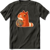 Kat en draad T-Shirt Grappig | Dieren katten Kleding Kado Heren / Dames | Animal Skateboard Cadeau shirt - Donker Grijs - S