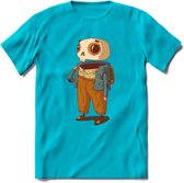 Casual skelet T-Shirt Grappig | Dieren halloween Kleding Kado Heren / Dames | Animal Skateboard Cadeau shirt - Blauw - 3XL