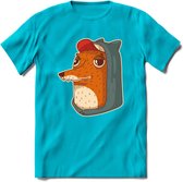Hippe vos T-Shirt Grappig | Dieren honden Kleding Kado Heren / Dames | Animal Skateboard Cadeau shirt - Blauw - XL