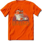 Kat murrmy T-Shirt Grappig | Dieren katten halloween Kleding Kado Heren / Dames | Animal Skateboard Cadeau shirt - Oranje - XL