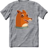 Lachende vos T-Shirt Grappig | Dieren honden Kleding Kado Heren / Dames | Animal Skateboard Cadeau shirt - Donker Grijs - Gemaleerd - S