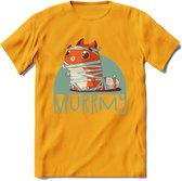 Kat murrmy T-Shirt Grappig | Dieren katten halloween Kleding Kado Heren / Dames | Animal Skateboard Cadeau shirt - Geel - XXL