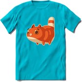 Jagende kat T-Shirt Grappig | Dieren katten Kleding Kado Heren / Dames | Animal Skateboard Cadeau shirt - Blauw - 3XL