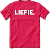 Liefie - Valentijn T-Shirt | Grappig Valentijnsdag Cadeautje voor Hem en Haar | Dames - Heren - Unisex | Kleding Cadeau | - Roze - S