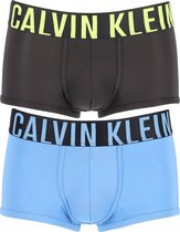 Calvin Klein low rise trunks (2-pack) - lage microfiber heren boxers kort - zwart en blauw -  Maat: L