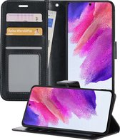 Samsung S21 FE Hoesje Book Case Hoes - Samsung Galaxy S21 FE Case Hoesje Wallet Cover - Samsung Galaxy S21 FE Hoesje - Zwart